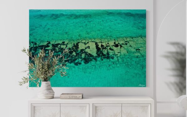 Turquoise Fragments Fine Art Print Landscape Ocean Reef Aerial Nature Photography Australia Western Australia North West Australia